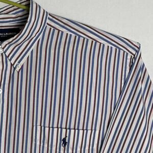 Ralph Lauren Mens XL Stripe Button-Down Oxford Shirt Long Sleeve Blue Pony Logo